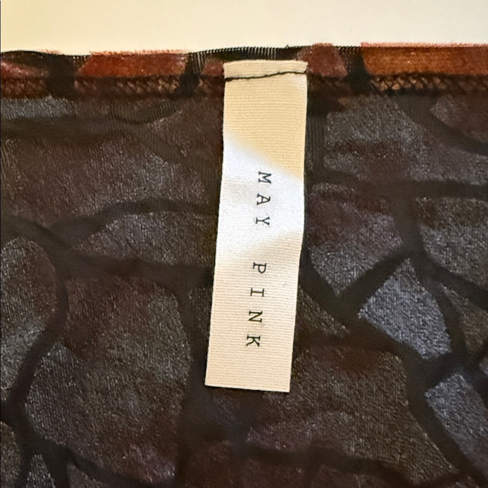 Velvet Drawstring Cropped Long Sleeve Top - Copper Brown - Picture 4 of 9